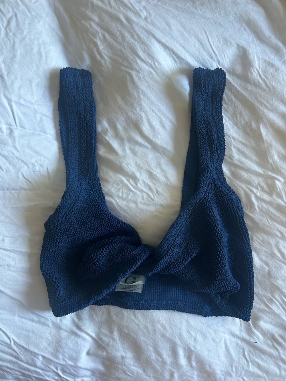 Hunza G Navy Blue Textured Bikini Top